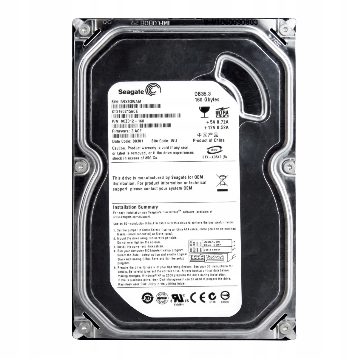Seagate DB35.3 160GB 7.2K 2MB Ata 3.5'' ST3160215ACE