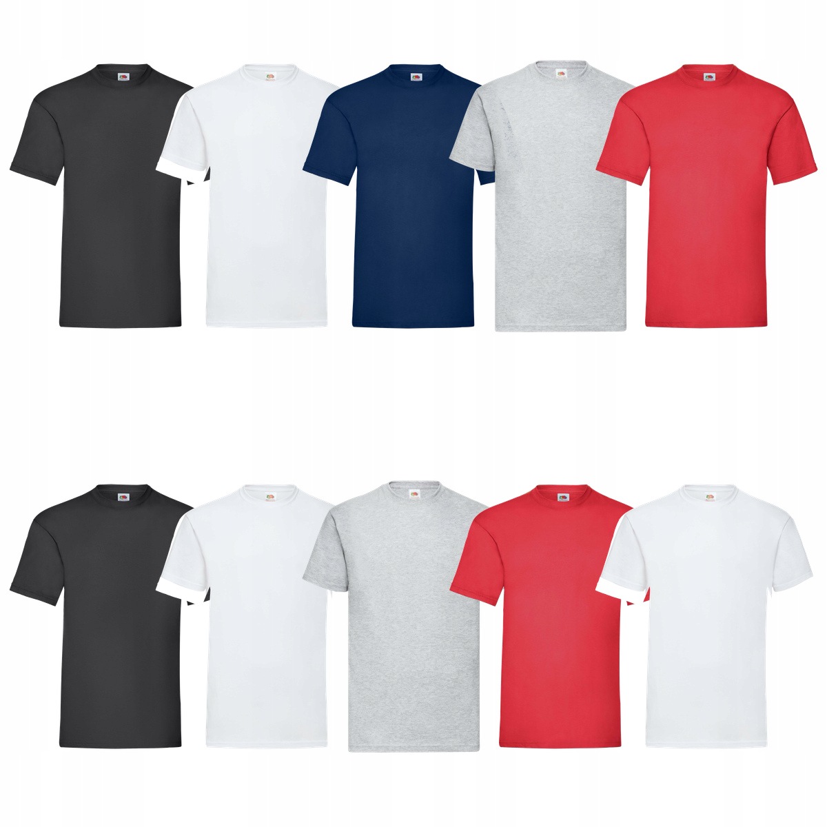 10x Pánské tričko 3x Bílá Černá Červená Fruit of the Loom Valueweight XL