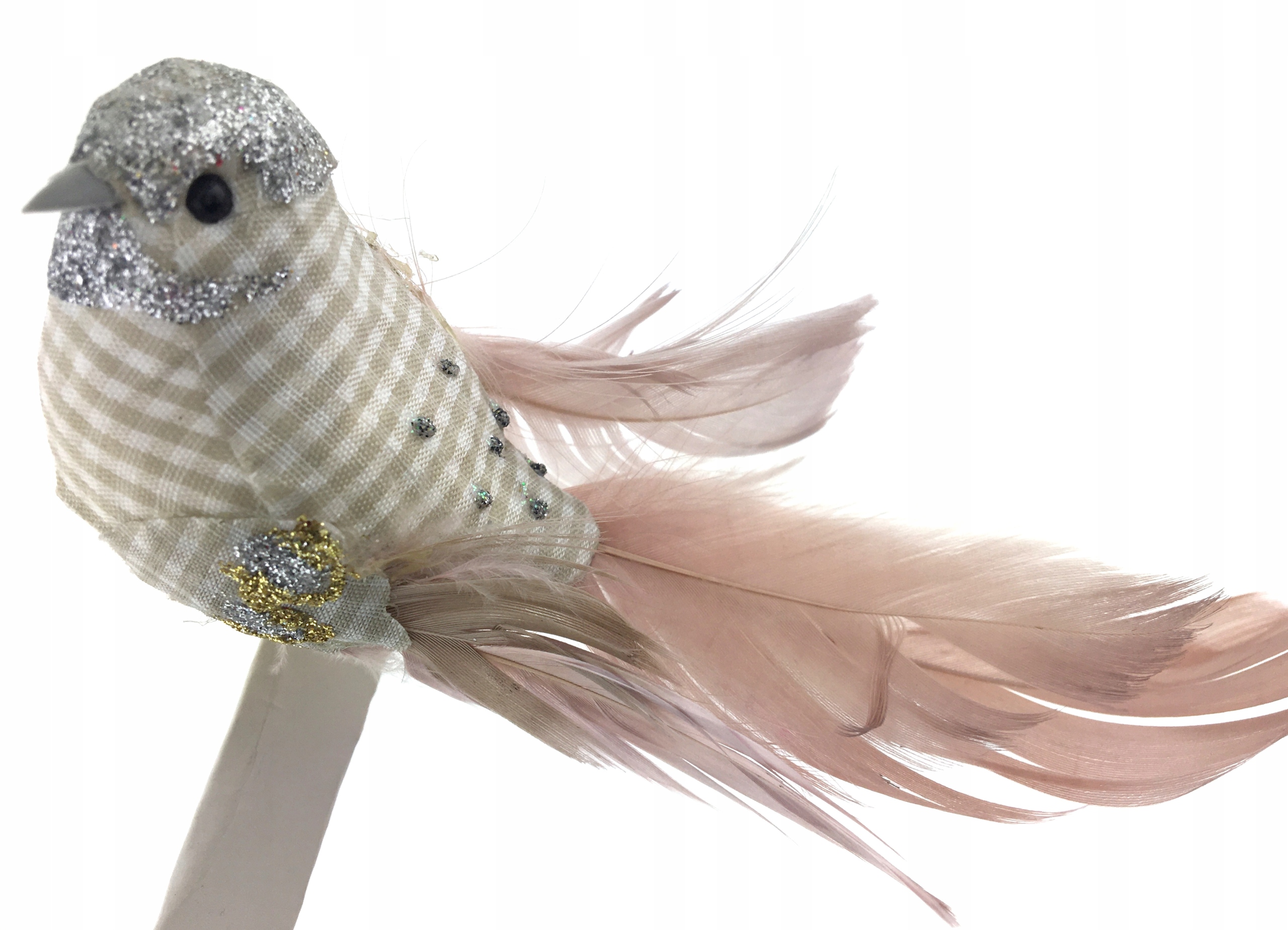 BOMBKI OZDOBY CHOINKOWE BEŻOWE PTASZEK 14 cm