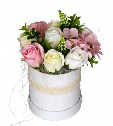 ЦВЕТОЧНАЯ КОРОБКА МЫЛЬНЫЕ ЦВЕТЫ БУКЕТ ПОДАРОК