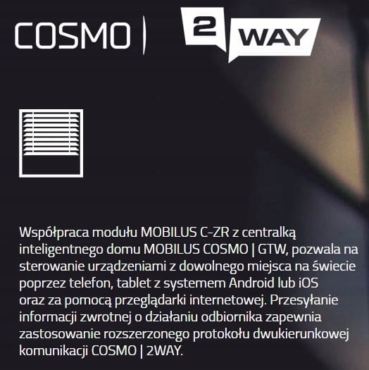Mobilus COSMO C-ZR radio do sterowania żaluzjami Waga produktu z opakowaniem jednostkowym 0.5 kg