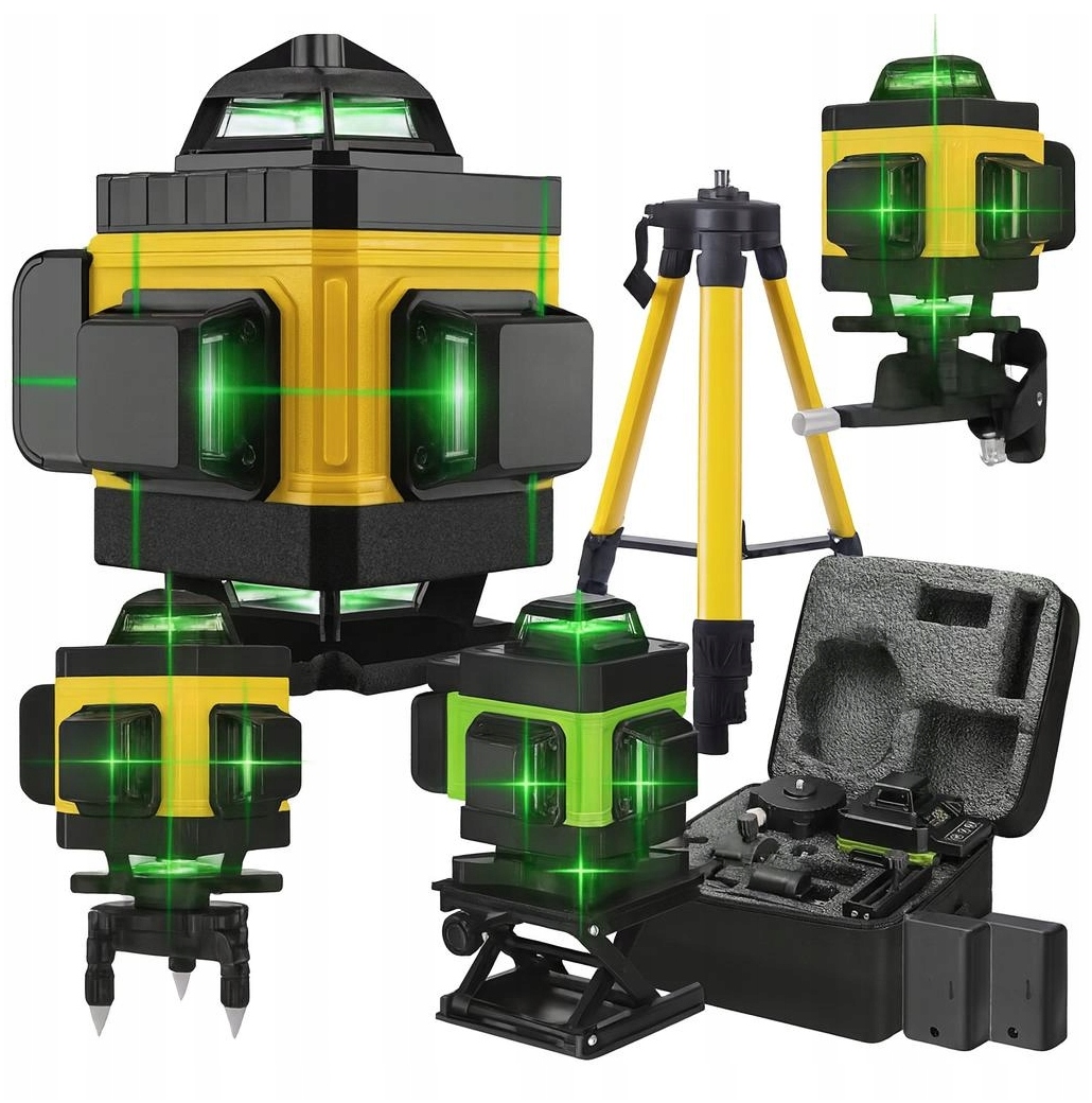 Laserová Vodováha 4D 16 Linií Křížová 360 Laserový Stojan Dálkové Ovládání