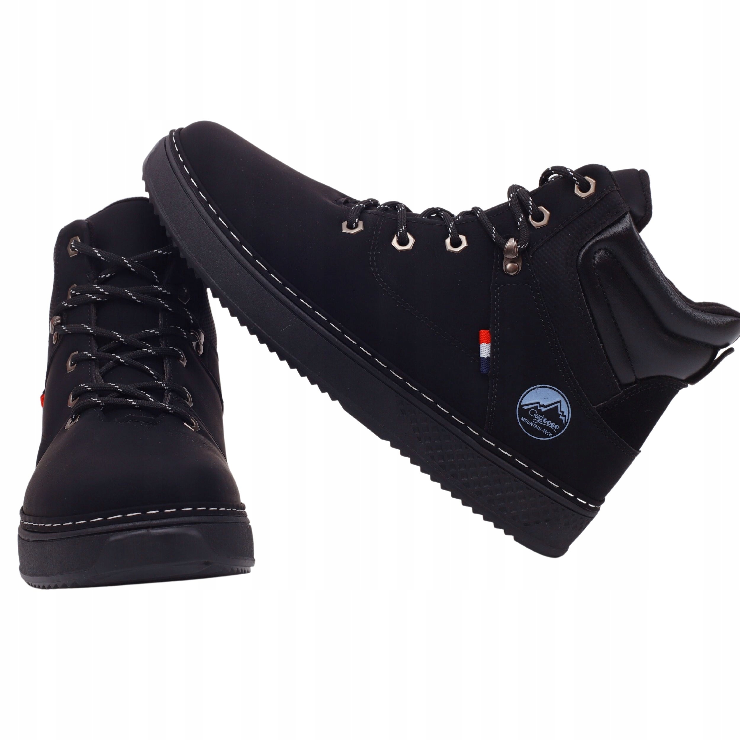 CZARNE BUTY MĘSKIE ZIMOWE SPORTOWE SZYTE MOCNE