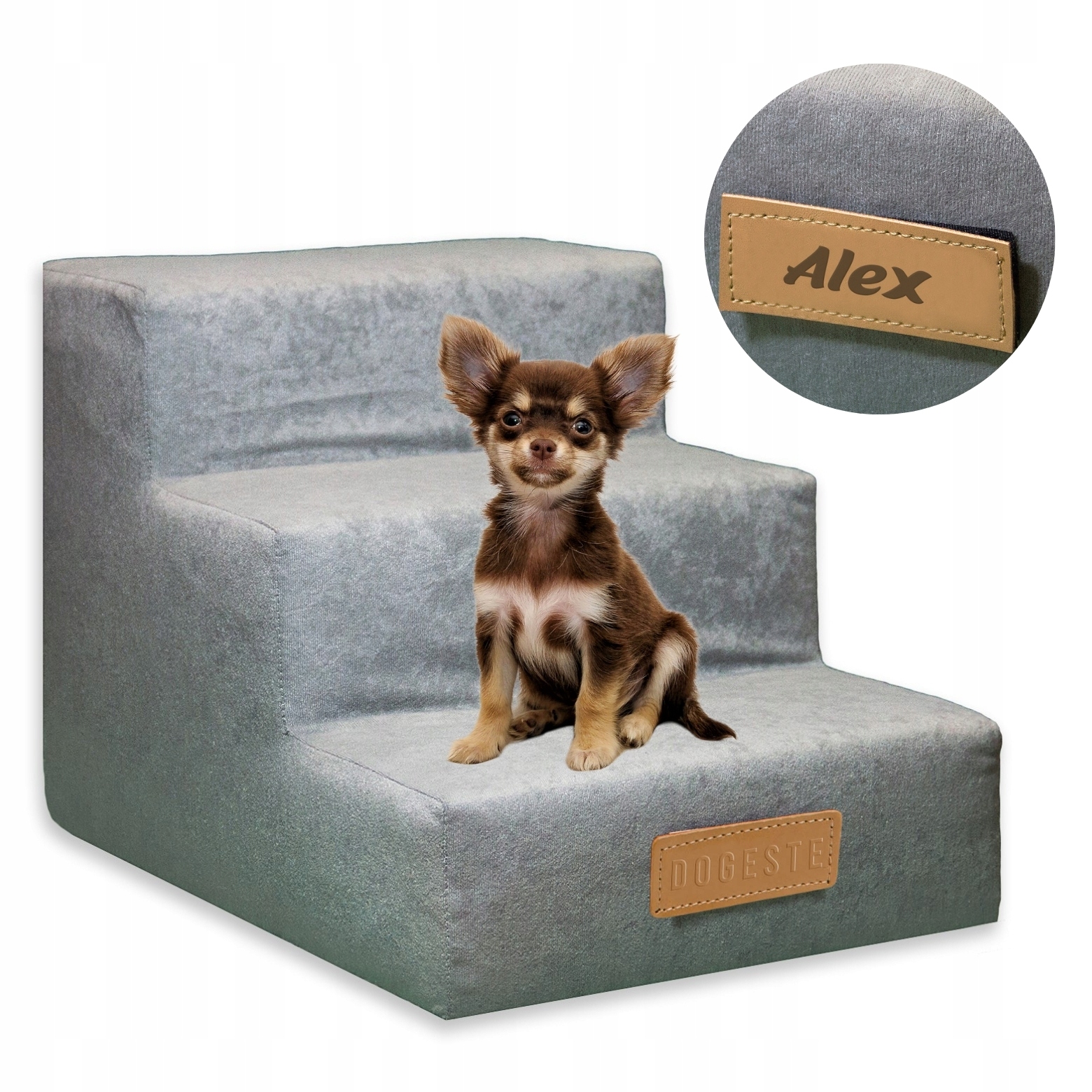 Levně Schodky pro psa kočku Schody 3 stupně rampa plošina 30 cm Gravírování jméno Bonus