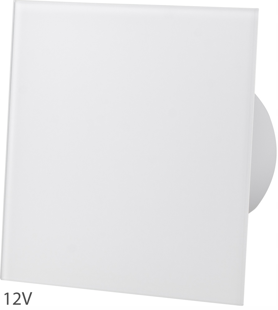 Wentylator Niskonapięciowy 12V Panel Szklany Biały Połysk Standard Fi 100