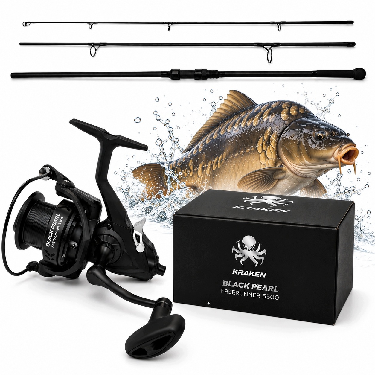 Zestaw Kraken Black Pearl Carp 12FT 360CM 3,5LBS 3CZ Free Runner 5500