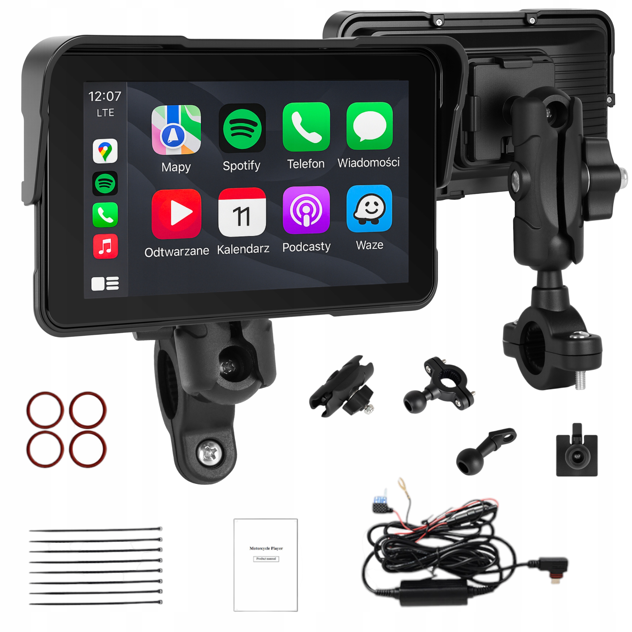 Tablet Ekran Monitor Stacja Motocyklowa Multimedialna Carplay Android Auto