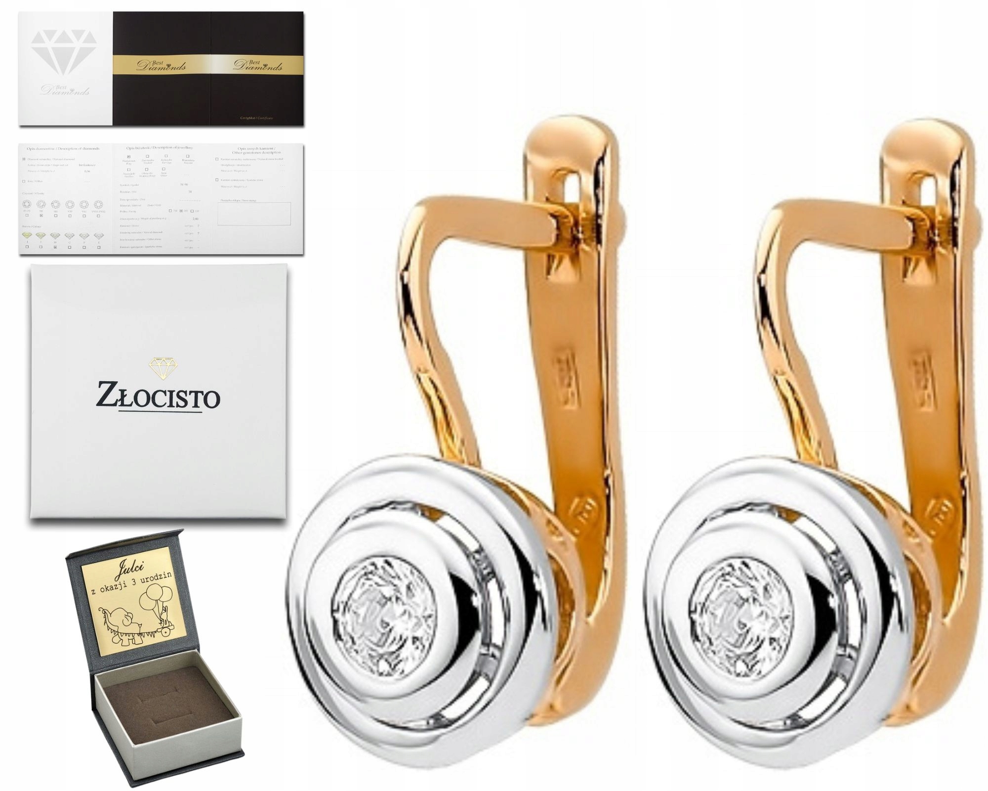 Růžové Zlato Náušnice S Brilianty 0,20 Ct 0.585