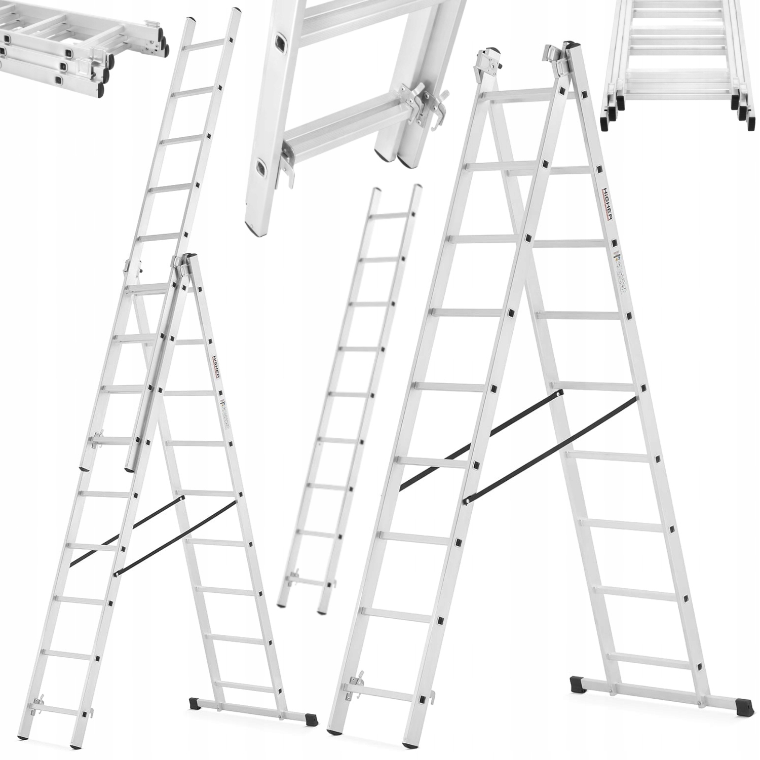 Drabina Aluminiowa Składana Wielofunkcyjna Higher 150KG 3X9 Rozkładana