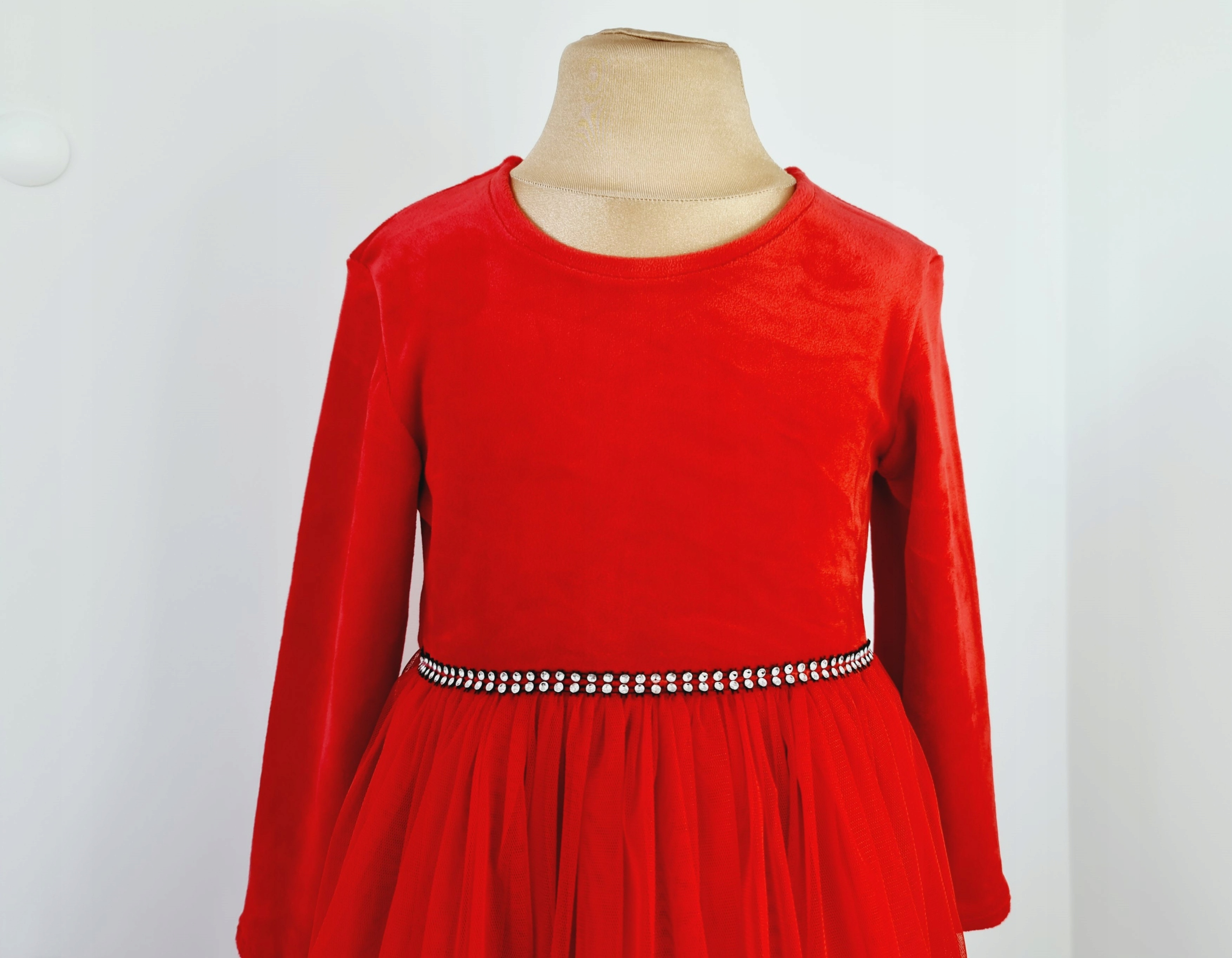 CZERWONA TIULOWA WELUR 104 sukienka wesele ŚWIĘTA Płeć dziewczynki