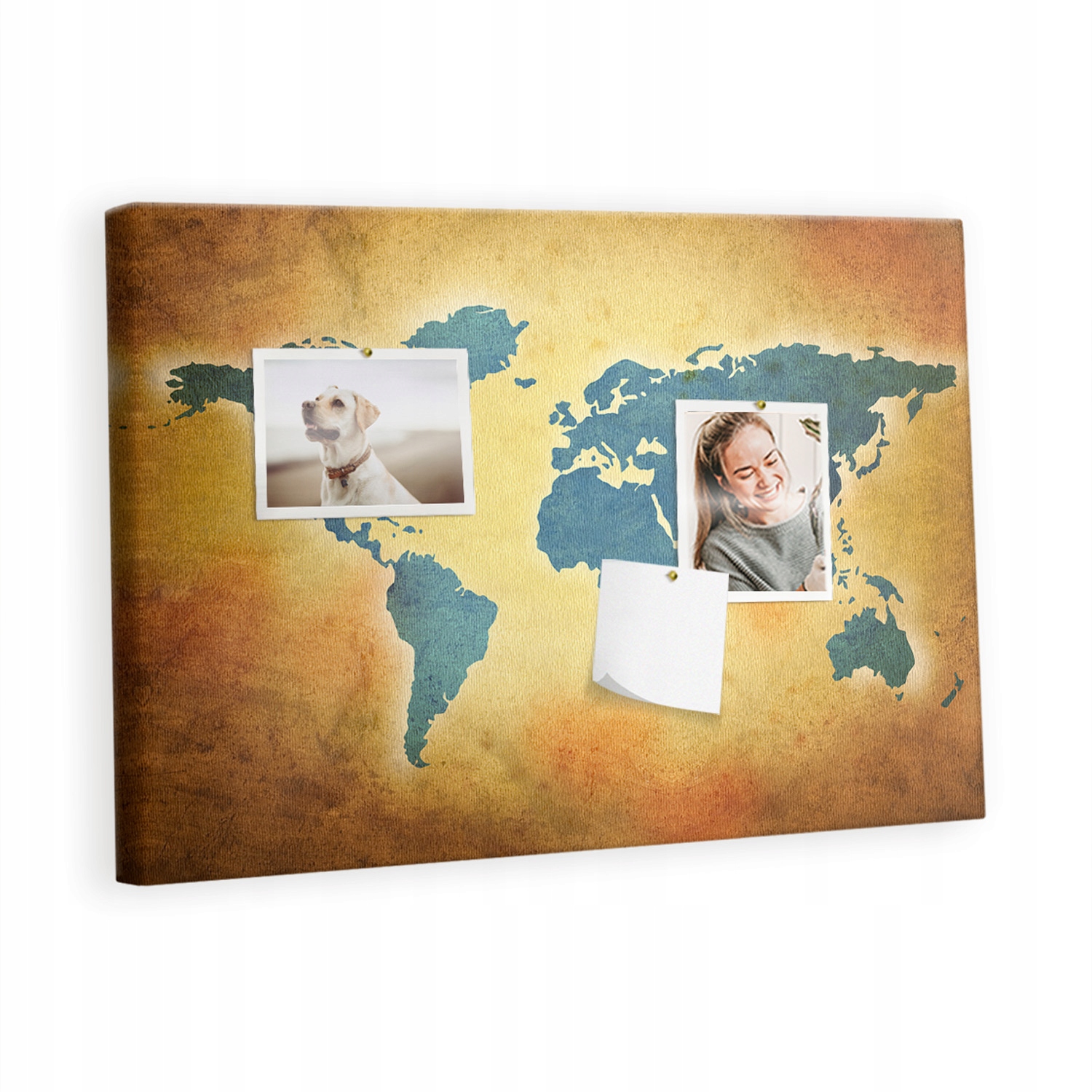 Dekorativní korkový obraz na poznámky Stará mapa světa 60x40 cm připínáčky
