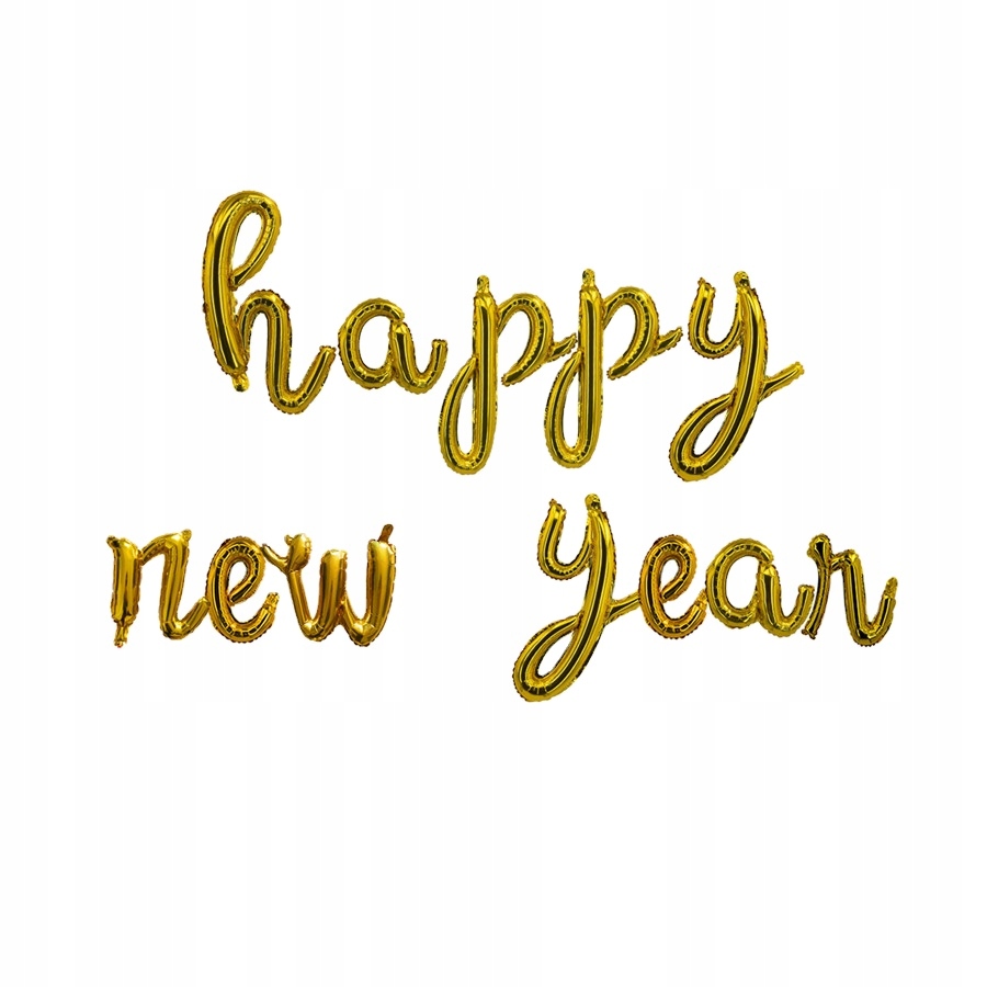 

Napis Happy New Year balony złote Sylwester pisane