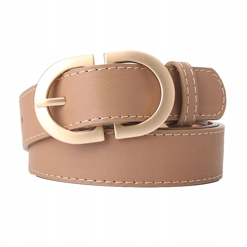 Pásek Dámský Jednoduchý Univerzální Na Džíny Šaty Kovová Spona Béžová