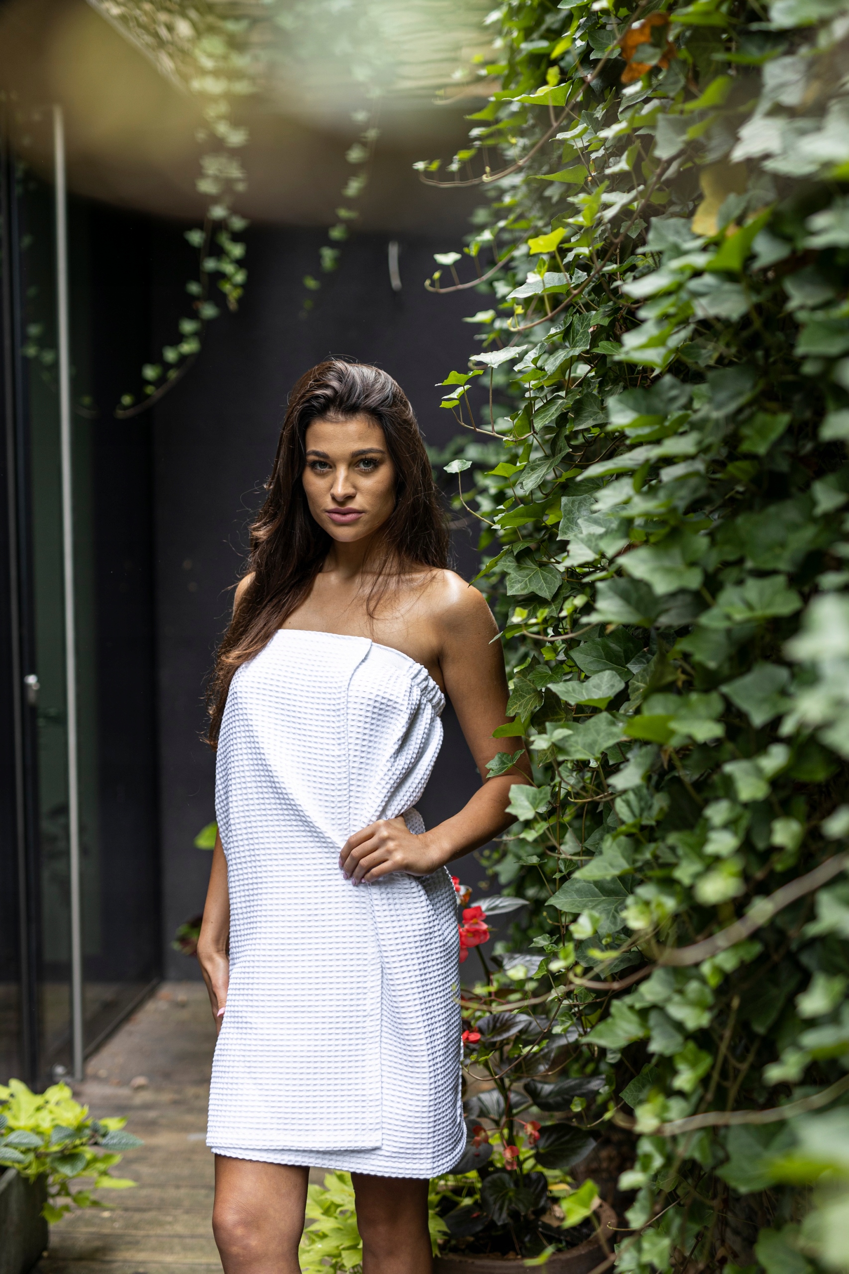 Kilt oplatka s kapsou 100x150 na suchý zip do sauny, bílá