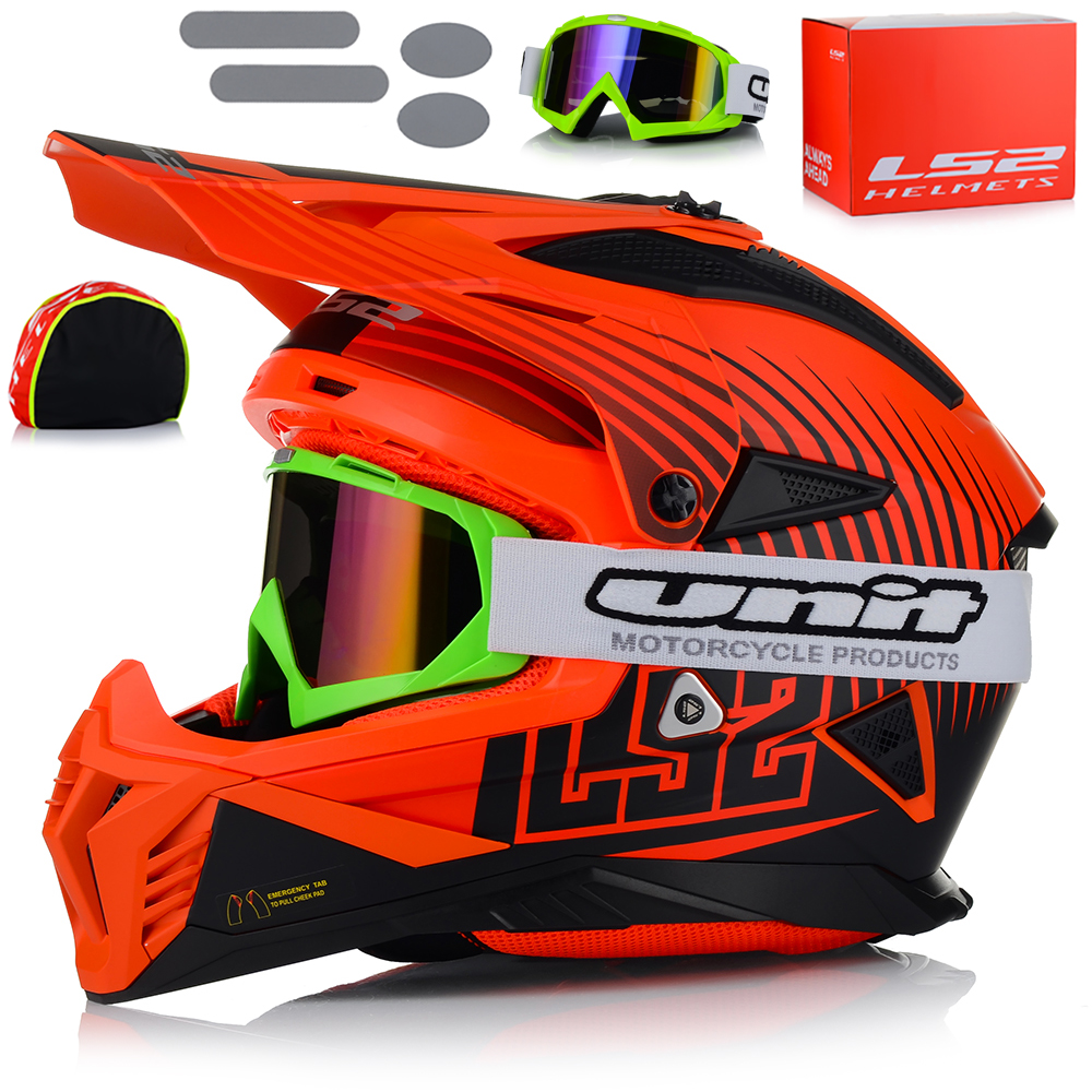 Motocyklová Prilba LS2 MX708 Fast II Duck Fluo Ľahká Enduro Cross Atv Okuliare