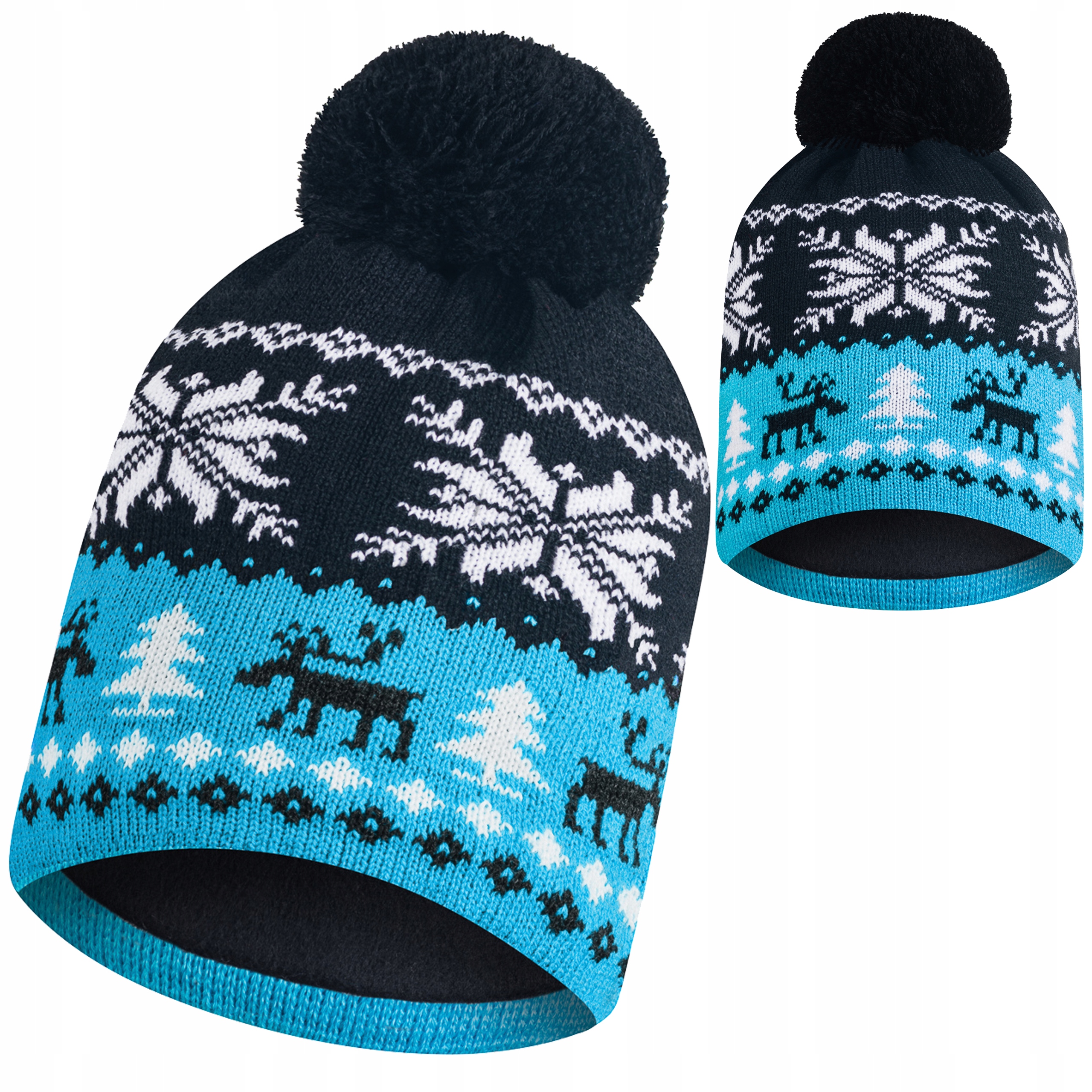 

Czapka zimowa czarna z pomponem polar termoaktywny