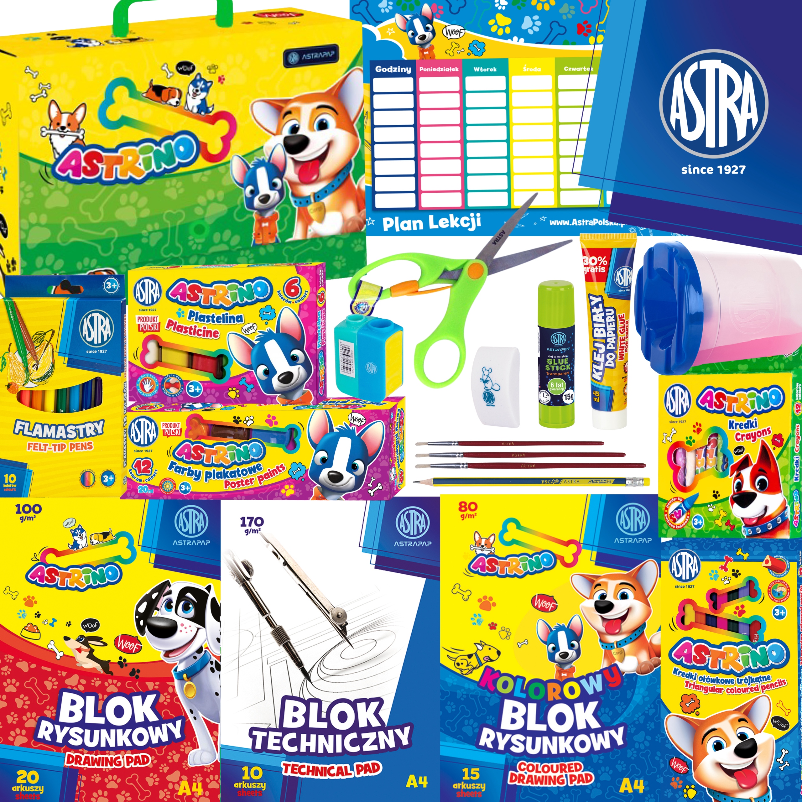 WYPRAWKA SZKOLNA ASTRINO (TECZKA Z RĄCZKĄ) L - 20 el.