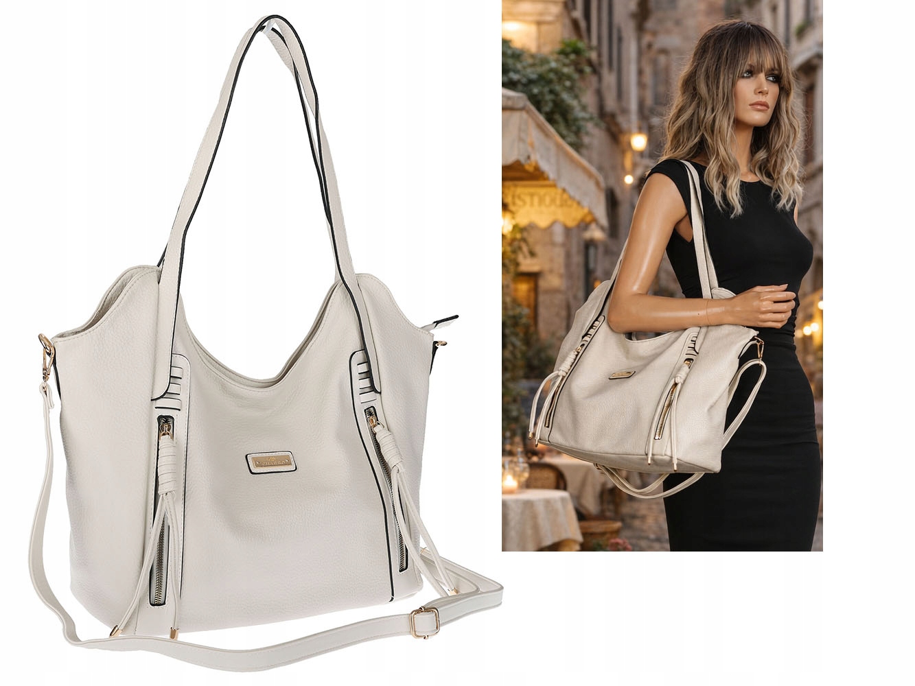 Dámská taška Shopper Taška přes rameno velká, prostorná CH2163 Béžová
