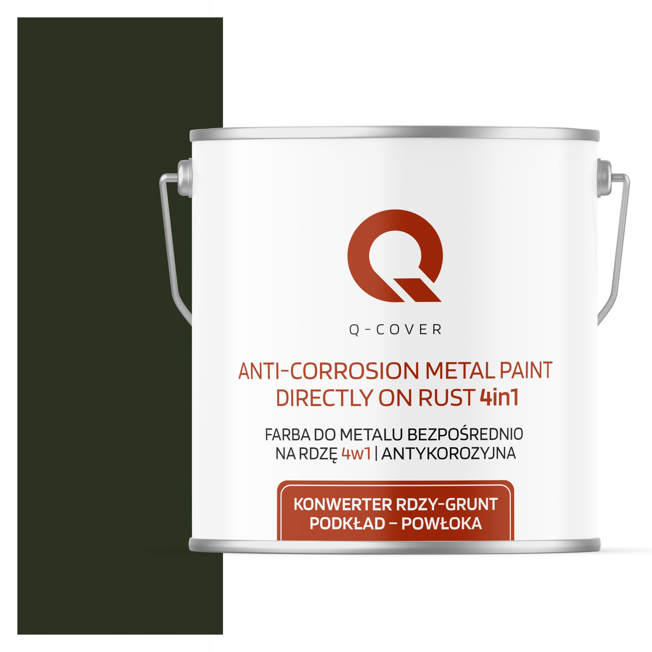 Farba Na Kov Na Hrdzu Oceľ 4v1 Fľašová Zelená Ral 6007 Vysoký Lesk 5L