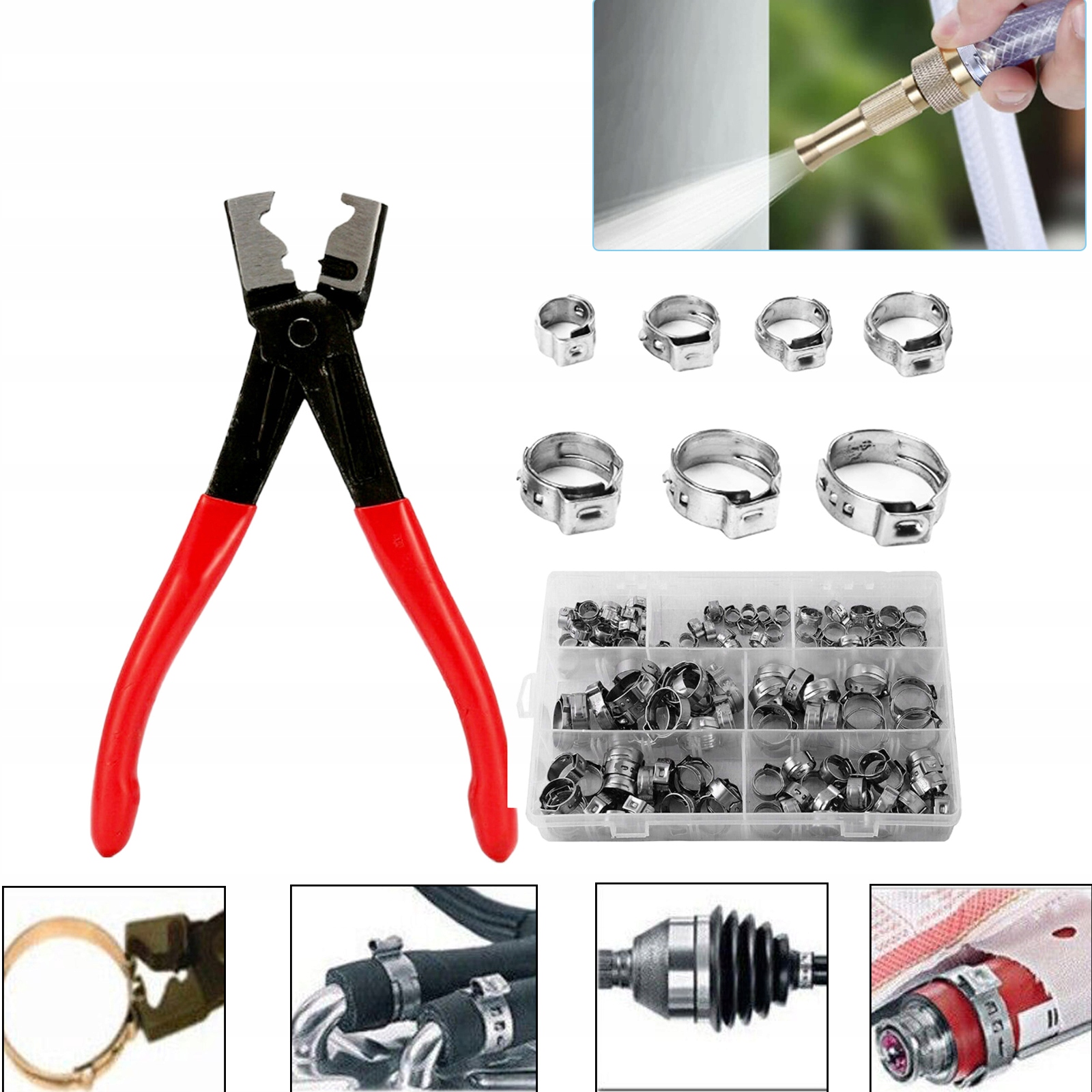 Zaciski do Węży z Pojedynczym Uchem ze Stali Nierdzewnej 5.8-21mm 130el