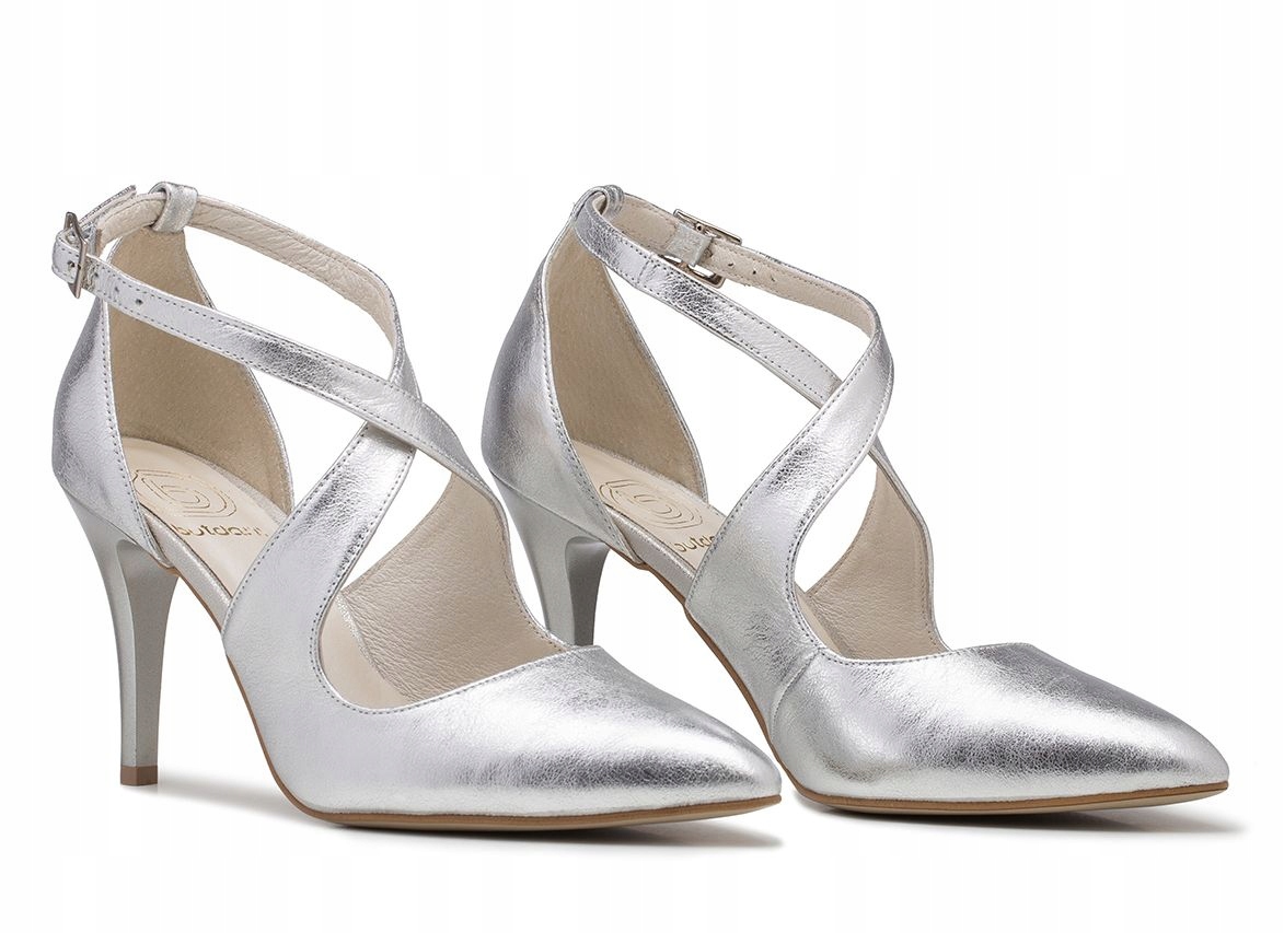 Stříbrné Sandály Taneční Retro Kožené Lodičky Butdam 37