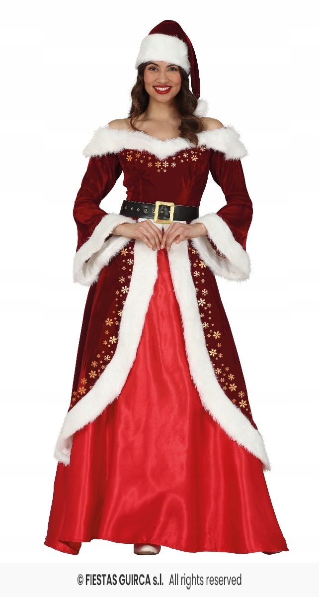 Kostým Santa Claus Elegantní šaty Paní Claus Vánoční kostým M