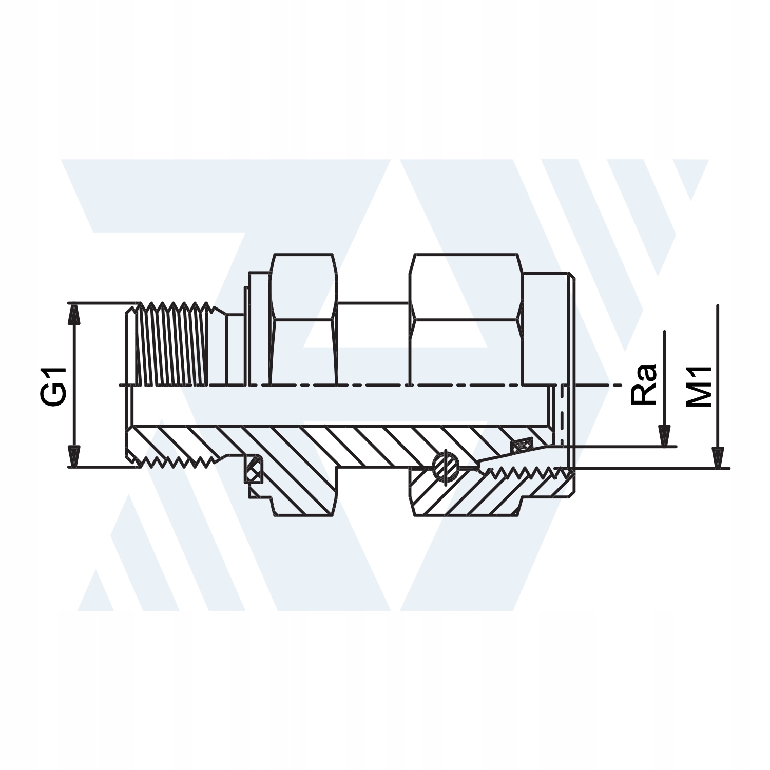 Przyłącze z nakrętką, nastawne AB 1/4 - M18 nypel Numer katalogowy części EGESD12L-R1/4WD