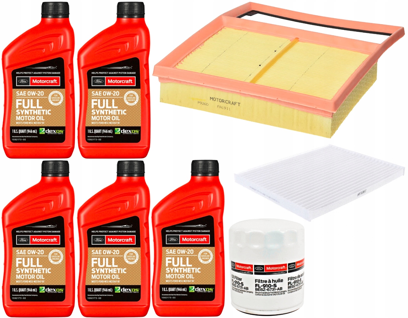 MOTORCRAFT 0W20 4,7L + FILTRY FUSION 2,0 2013-2020