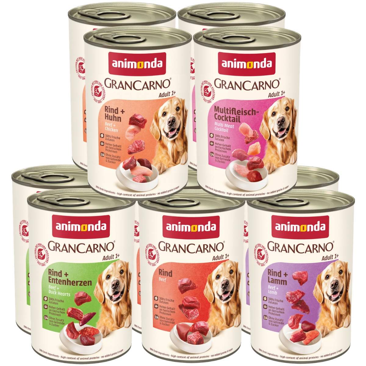 Animonda GranCarno Adult konzerva Set 10x400 g – mix chutí Bez Vepřového Masa