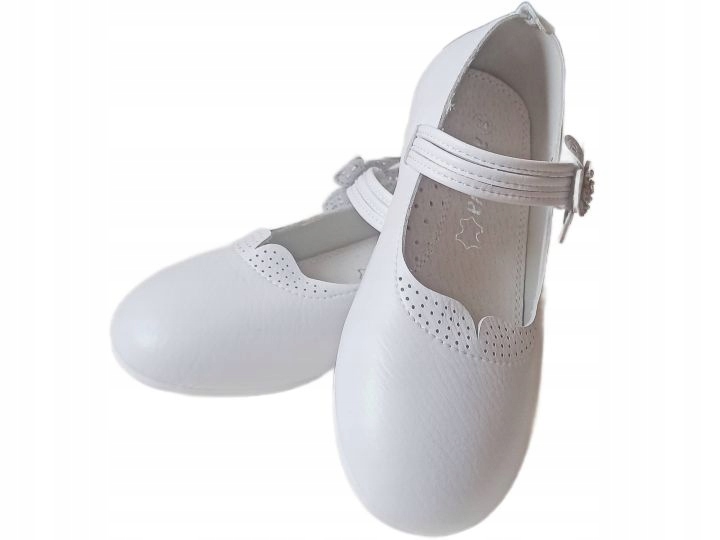 BIAŁE BUTY BALERINY KOMUNIJNE R.35 WKŁADKA SKÓRA PROFILOWANE P2-73 Kod producenta MC325 WHITE A
