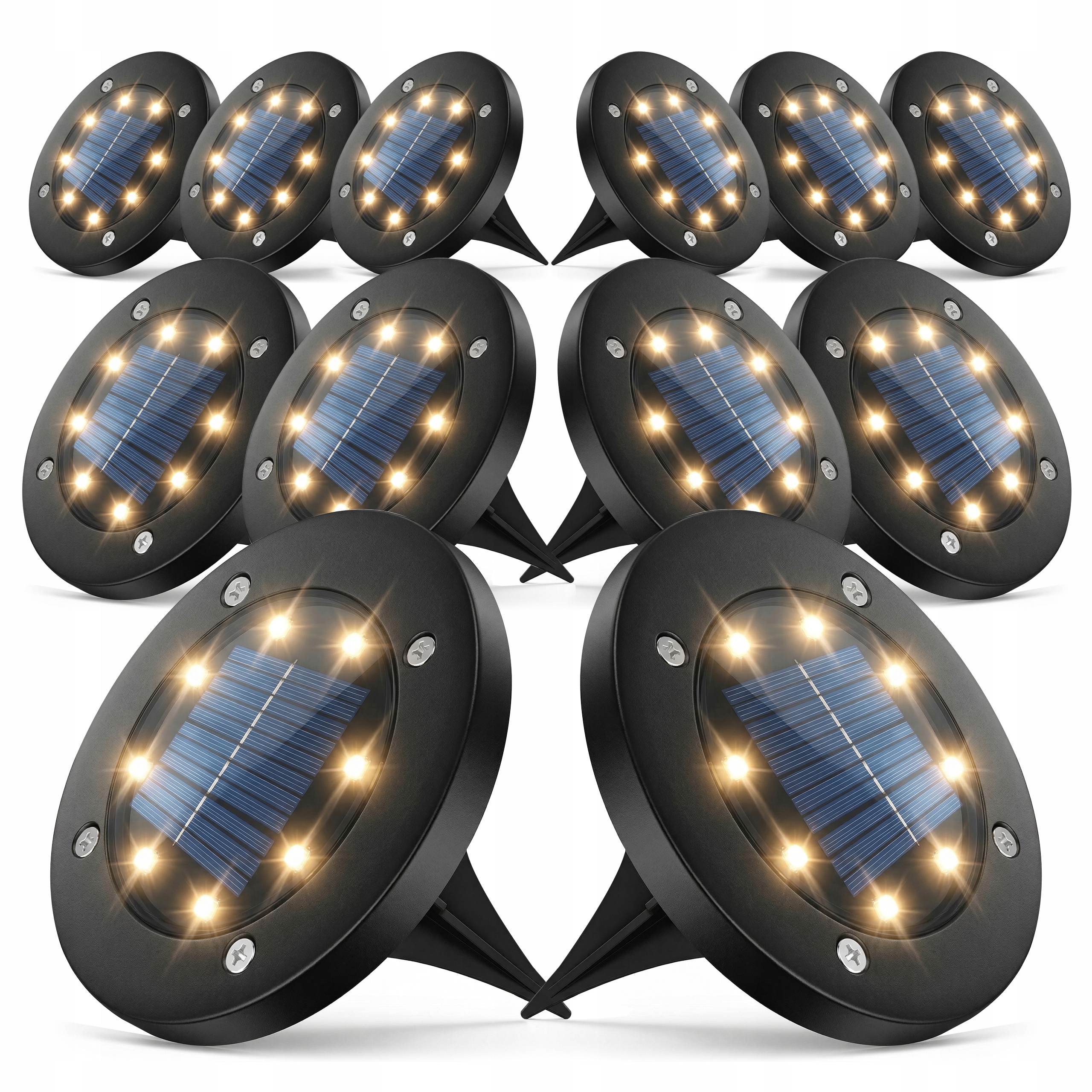 Solární Zahradní Lampa Led Nájezdová Zemní Disky Snímač soumraku 8LED