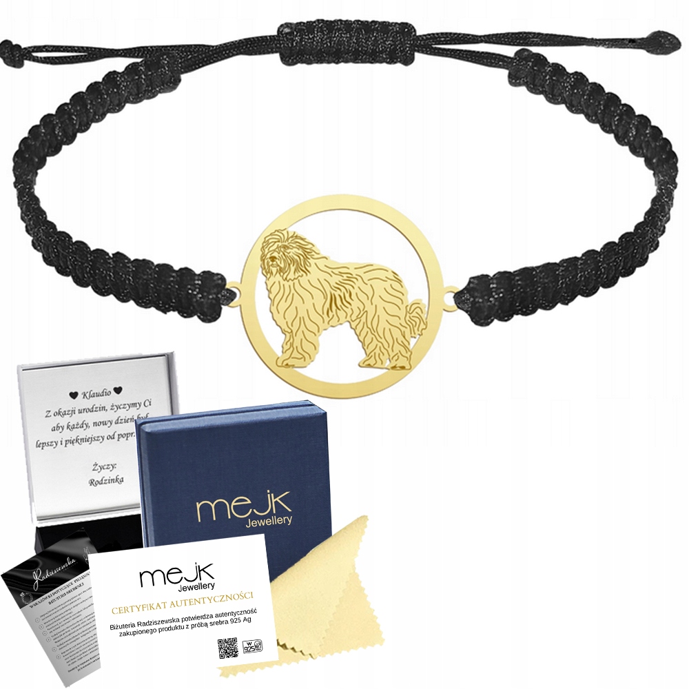 Zlatý náramek z rumunského ovčáka Mioritic 925 Dárek Makramé Gravírování