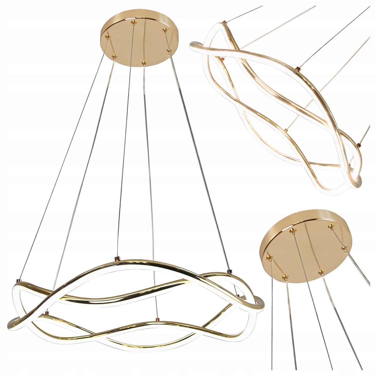 Závesná Lampa Twist 120 CM 50W Zlatá Led Cct Moderná Light Prestige