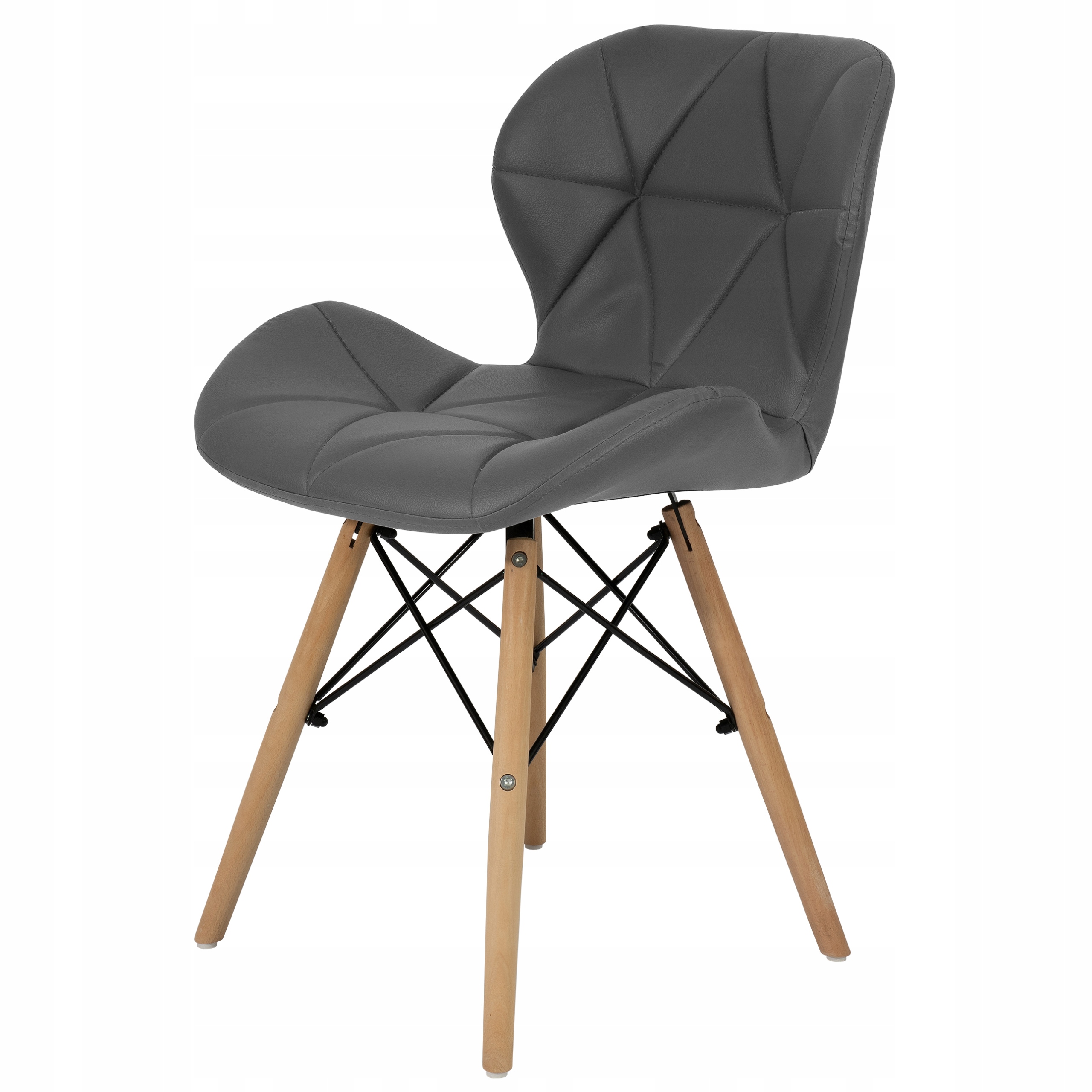 KRZESŁO TAPICEROWANE SKANDYNAWSKIE PIKOWANE SZARE