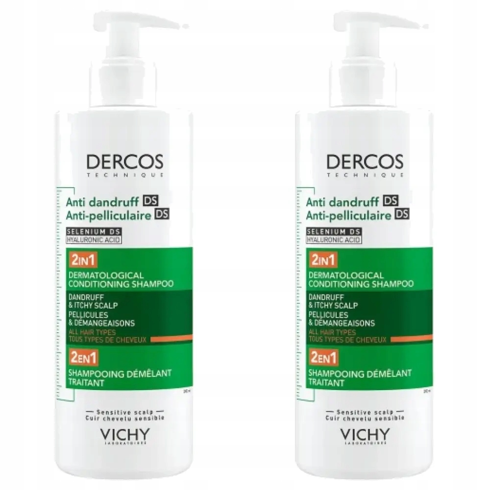 2x Vichy Dercos Ds, szampon przeciwłupieżowy z odżywką 2 w 1, 390 ml