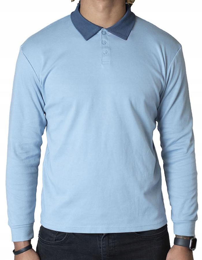Błękitna koszulka polo longsleeve Spear Point M