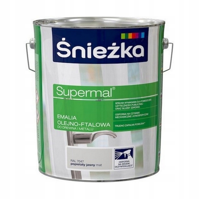 Śnieżka Olejna Popielaty Jasny Mat RAL7047 szara 10L Supermal farba