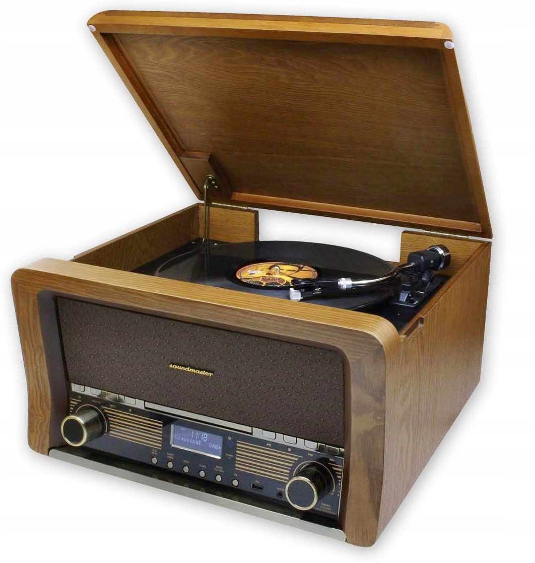 Č. Retro gramofon Fm rádio Dba+ CD/MP3 Usb Bluetooth nahrávání