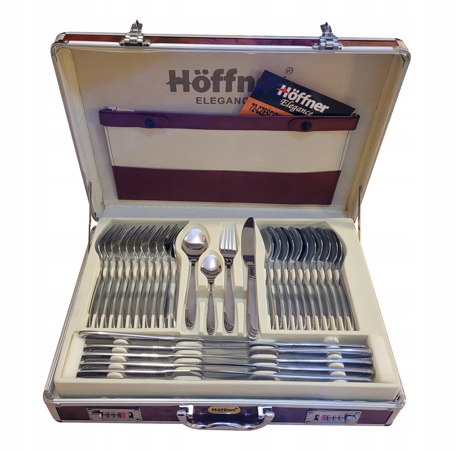 ZESTAW KOMPLET SZTUĆCÓW WALIZKA 72 El SATYNA HOFFNER ELEGANCE STAL HIT