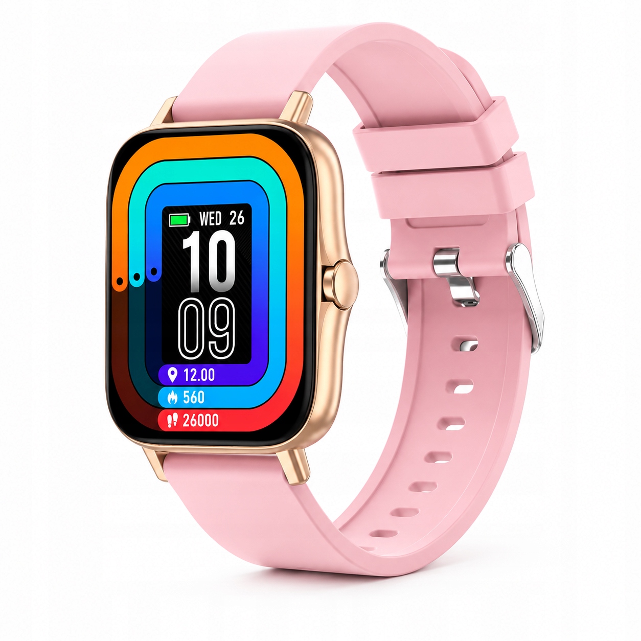 Chytré Hodinky růžové Amoled 1,7" sportovní hodinky Bluetooth Android iOS
