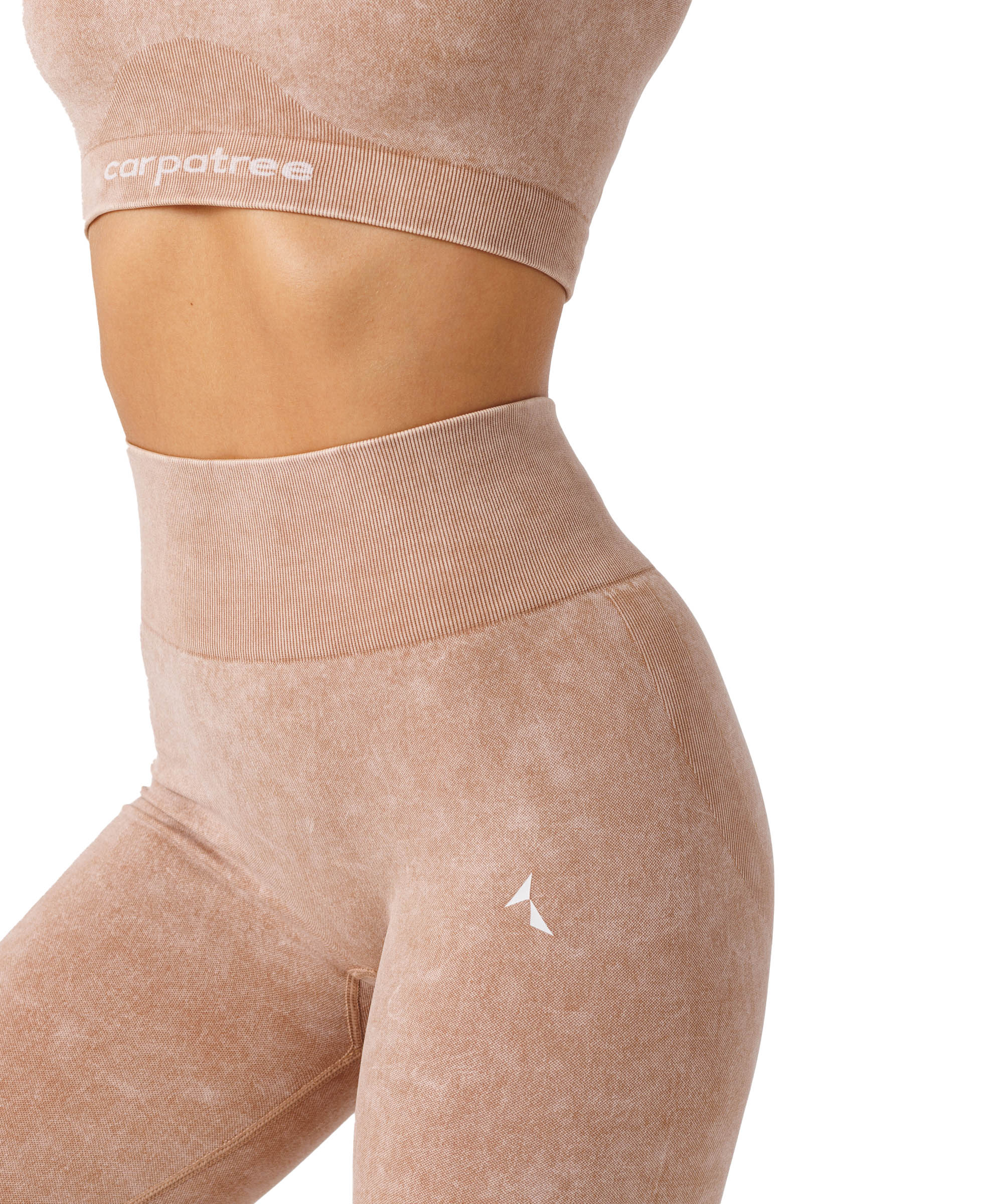 Legginsy damskie Carpatree Yasmine wysoki stan marmurkowe beżowe Xs