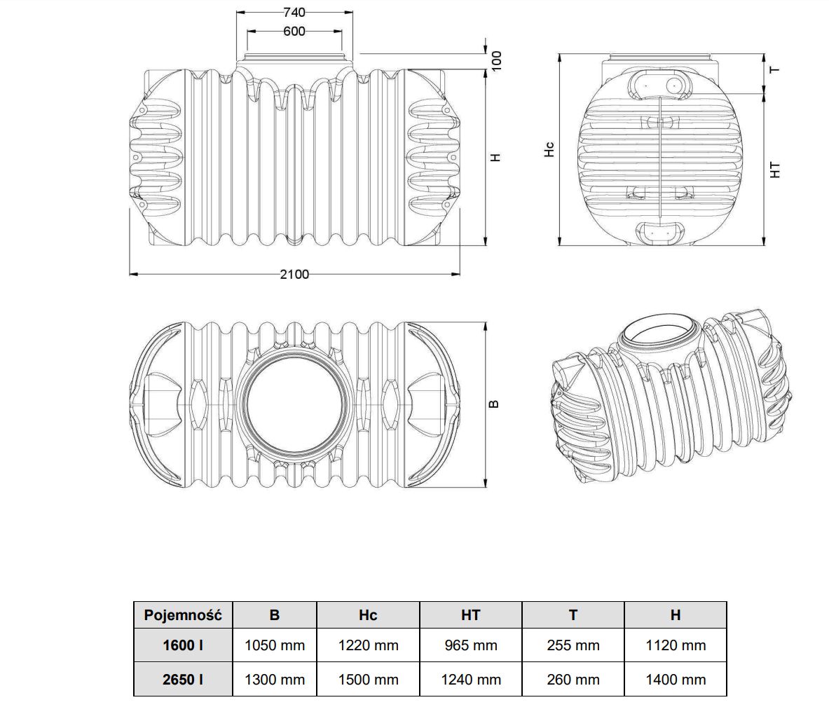 PODZIEMNY ZBIORNIK NA WODĘ DESZCZÓWKĘ 1600L EAN (GTIN) 3700232109522
