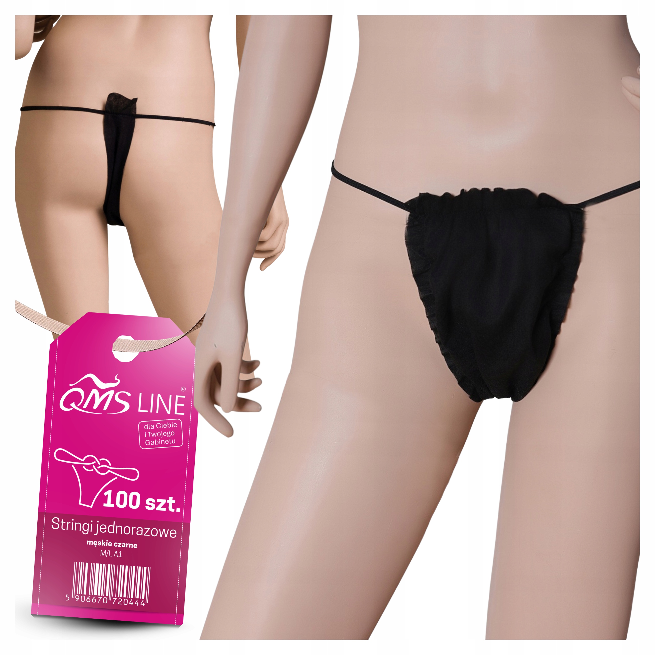Tanga Na Jedno Použití Pánské Netkané Černé M/L 100 ks do Spa kabinetu