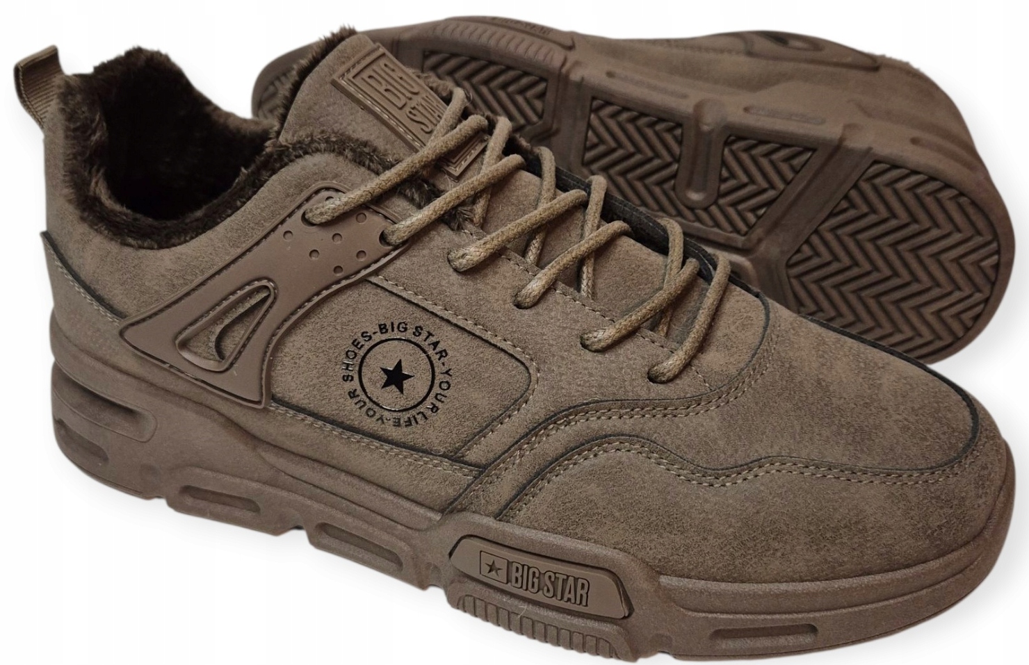 Big Star OO174580 Hnědé zimní tenisky, zateplené z eko-kůže, velikost vel.