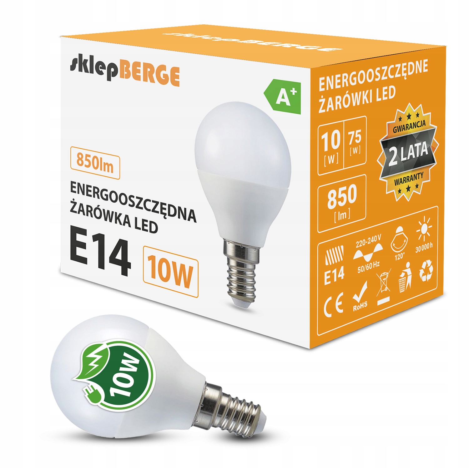 

10x Żarówka Led E14 G45 8W=70W 510lm 3 Barwy Berge