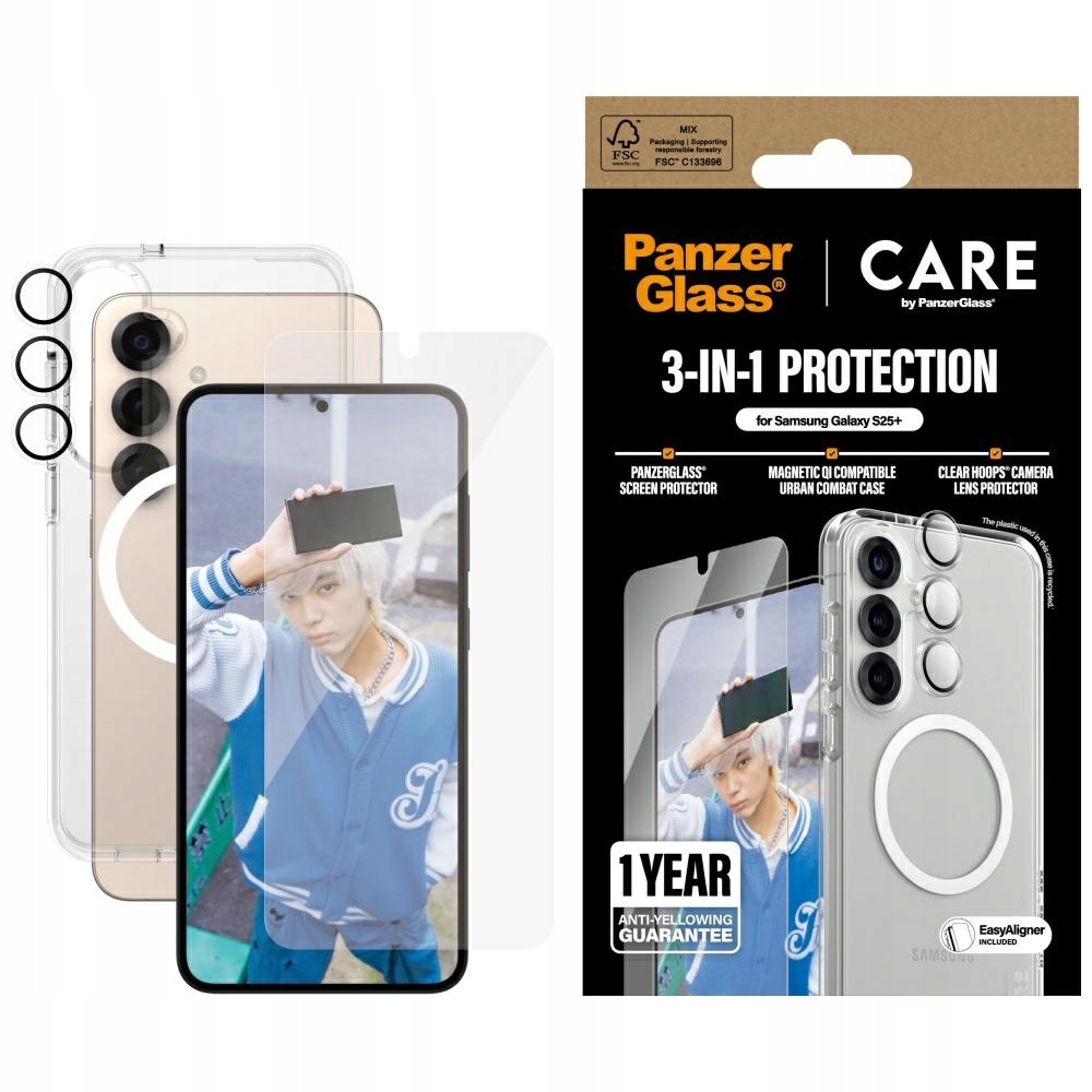 Zestaw ochronny Care by PanzerGlass Flagship 3w1 do Samsung Galaxy S25+