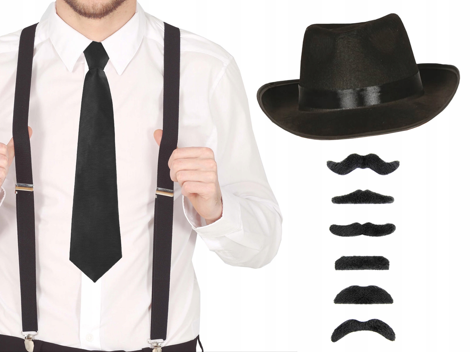 Zest. gangstera retro lata 20 kapelusz szelki