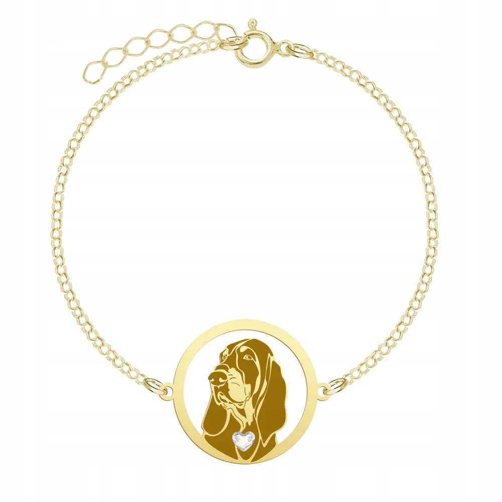 Zlatý náramek s Petit Bleu de Gascogne 925 Šperky jako Dárek Gravírování