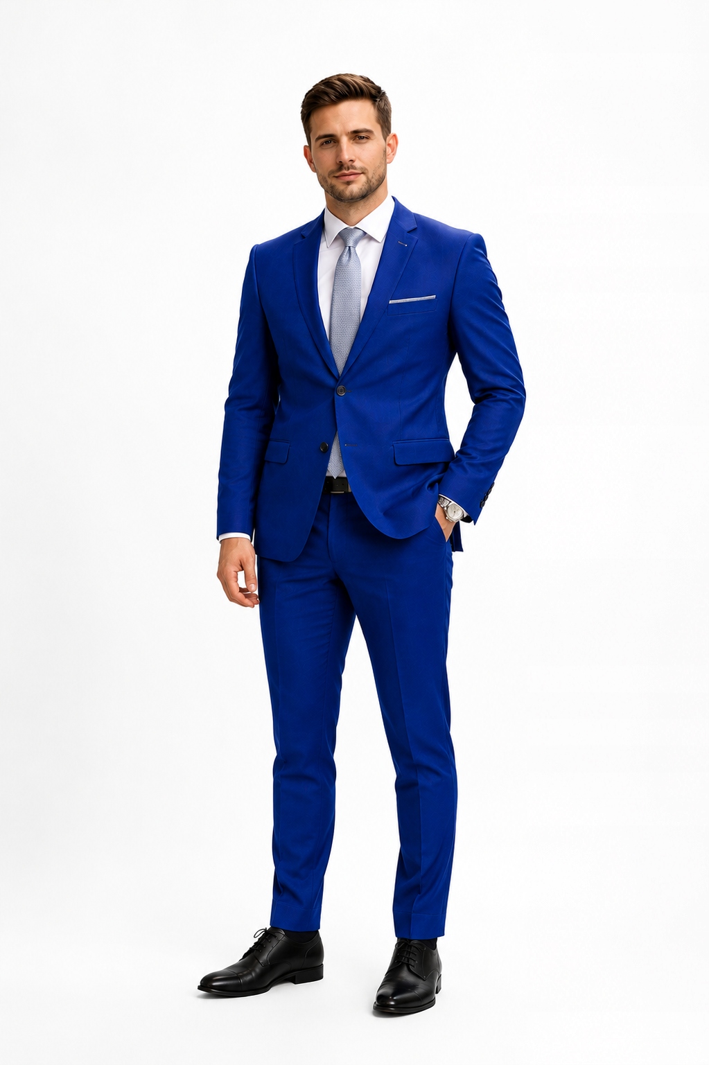 Elegantní pánský oblek – tmavě modrá/modrá, slim 330 fit 52 188