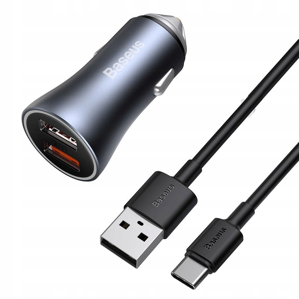 BASEUS SZYBKA ŁADOWARKA SAMOCHODOWA 2x USB 40 W QC JAKOŚĆ ORYGINAŁ + RYSIK